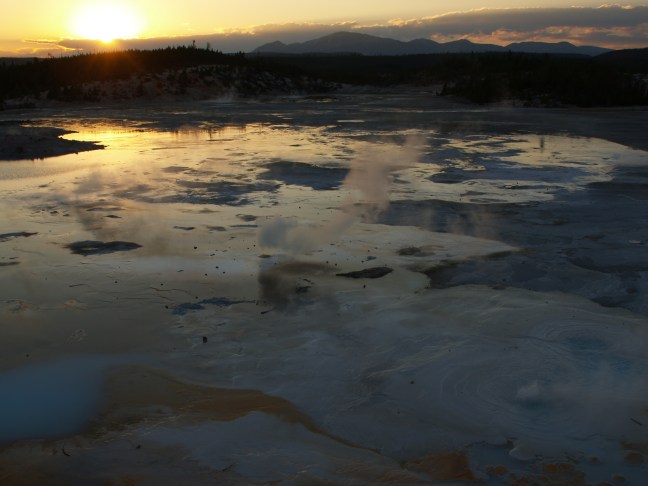 Steamy Sunsets - the eerie quiet of a smoking Norris Geyser Basin, Yellowstone, WY